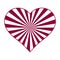 Sunburst red white heart. Love card. Vector illustration