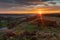 Sunburst sunrise over the countryside