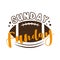 Sunday Funday - slogan with american football, ball.