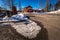 Sundborn - March 30, 2018: Traditional swedish houses in the picturesque town of Sundborn in Dalarna, Sweden