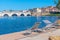 Sundeck overlooking Bridge of Tiberius (Ponte di Tiberio) in Rim