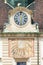 Sundial and clock in facade Amalienburg, Vienna, Austria