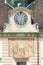 Sundial and clock in facade Amalienburg, Vienna, Austria