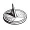 Sundial. Sun clock. Black and white hand drawn vector.