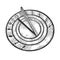 Sundial watch sketch engraving vector