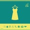 Sundress, Evening dress, combination or nightie on the wardrobe hanger , the silhouette. Menu item in the web design