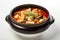 Sundubu jjigae, soup with tofu and vegetables. AI generative