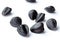 Sunflower black seeds in group isolated white background