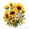 Sunflower Bouquet: Detailed Watercolor In Naturalistic Botanical Art Style