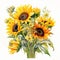 Sunflower Bouquet Watercolor Painting - Naturalistic Botanical Art