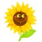 Sunflower character. Vector illustration, isolated, clip-art on a white background