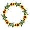 Sunflower circle frame wreath for decoration