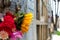 Sunflower with colored flowers bouquet in vertical grave