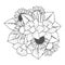 sunflower and daffodil flower outline vector of doodle style line art coloring page design