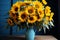 Sunflower decorations for ukraines independence day celebration on blue background