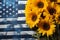 Sunflower decorations for ukraines independence day celebration on blue background