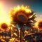 Sunflower in the field. 3d illustration. 3d rendering AI Generated