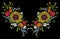 Sunflower field wild floral embroidery arrangement neckline decoration. Fashion textile floral clothing print.Colourful