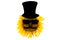 Sunflower in a hat, black glasses and with a mustache on a transparent background