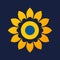 Sunflower Icon: Dark Yellow And Navy Blue Graphic Design-inspired Logo
