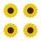 Sunflower icons set. Outline set of sunflower