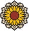 Sunflower mandala color icon