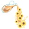 Sunflower oil and flowers pour from a jug. Watercolor illustration. Isolated on a white background.