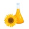 Sunflower oil in glass jar, farm product and ingredient for cooking vegetarian food menu