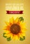 Sunflower oil label with n interesting logo on a yellow background