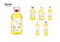 Sunflower oil plastic bottles with labels