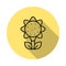Sunflower outline icon in long shadow style