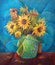 Sunflower painting - impressionist style like Vincent Van Gogh, original work