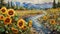 The Sunflower River In The Mountains: A Sentimental Realism Painting