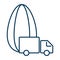 Sunflower seed and lorry truck. Transportation and delivery of grains. Harvesting sunflower car. Linear thin line vector