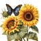 Sunflower Serenity: A Realistic Garden Oasis Buzzing with Bees