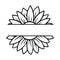 Sunflower split monogram. Flower silhouette vector illustration. Sunflower graphic logo, hand drawn icon for packaging