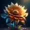 Sunflower in a vase on a dark background. 3d rendering Generative AI