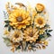 Sunflower Watercolor Painting With White Sensation Flowers