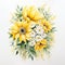 Sunflower Watercolor Painting With White Sensation Flowers