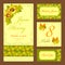 Sunflower Wedding card set. Printable Vector illustration.