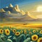 Sunflowers, Beautiful flowers in sunflower field, vast, open field filled