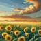 Sunflowers, Beautiful flowers in sunflower field, vast, open field filled