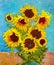 Sunflowers, digital art stylised like impressionism painting