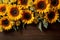 sunflowers displayed on a table, bringing the natural beauty of sunlit blossoms into your home.