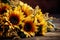 sunflowers displayed on a table, bringing the natural beauty of sunlit blossoms into your home.