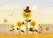 Sunflowers field cartoon