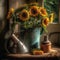 Sunflowers and Gardening Tools