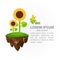 Sunflowers, green technologies. Project template alternative energy sources
