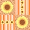 Sunflowers on orange stripes