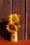Sunflowers Still Life On Wooden Background